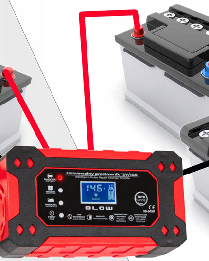 Įkroviklis-taisytuvas akumuliatoriui LCD 12V 10A su automatine remonto funkcija