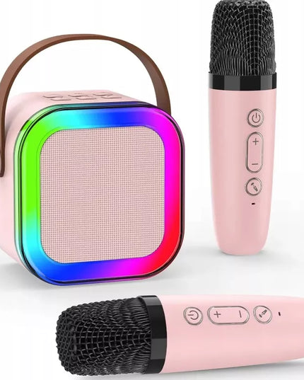 Nešiojamas belaidis karaoke rinkinys „Fotorob“ – 2 mikrofonai ir „Bluetooth“ garsiakalbis su RGB apšvietimu