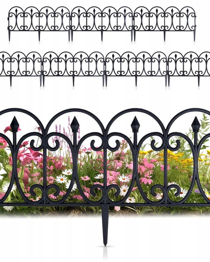 8 vnt. Juodas plastikinis sodo bortelis/palisadas/apvadas vejai 480cm