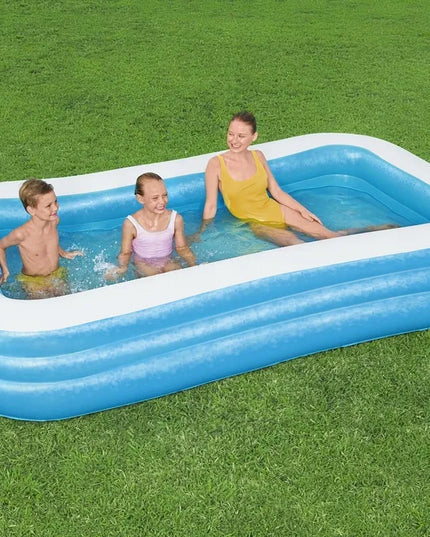 9-in-1 didelis pripučiamas baseinas Bestway 305x183x56 cm su uždangalu, kilimėliu, tinklu, ratu, kamuoliu ir rankovėmis