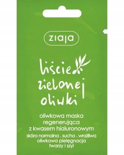 9 x ZIAJA Liście oliwki regeneruojanti veido kaukė, 7 ml, antioksidantinė