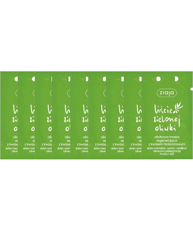 9 x ZIAJA Liście oliwki regeneruojanti veido kaukė, 7 ml, antioksidantinė