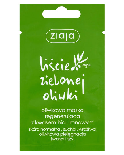 9 x ZIAJA Liście oliwki regeneruojanti veido kaukė, 7 ml, antioksidantinė