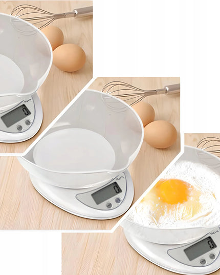 Elektroninės virtuvinės svarstyklės su dubeniu iki 5 kg, LCD ekranas, tikslios