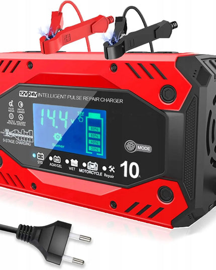 Automatinis automobilinis akumuliatorių įkroviklis su atkūrimo funkcija, 12 V / 24 V