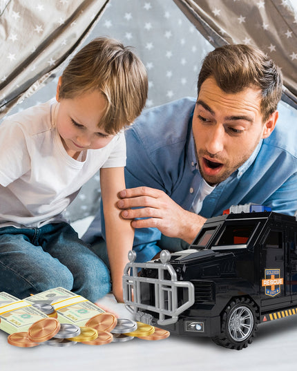 SEIFAS-TAUPYKLĖ BANKOMATAS POLICIJOS AUTOMOBILIS MONETOMS, BANKNOTAMS, PIN KODUI VAIKAMS