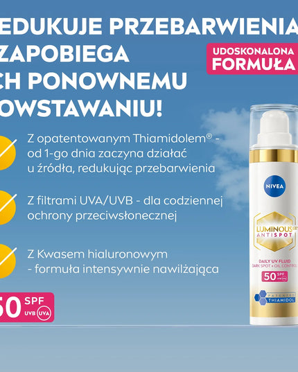 NIVEA LUMINOUS Veido kremas nuo pigmentinių dėmių SPF 50 su hialurono rūgštimi 40ml