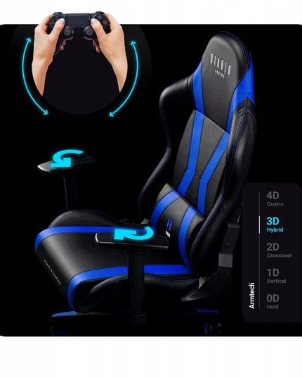 DIABLO X-Horn 2.0 Normal Size žaidimų kėdė iš eko odos, juoda ir mėlyna