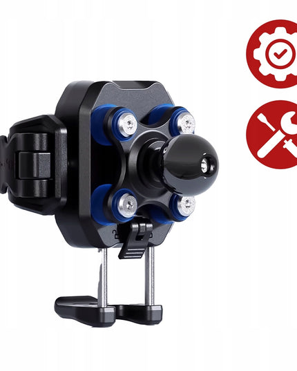 Motociklo telefono laikiklis, antivibracinis, su 15W induktyviu įkrovikliu + USB