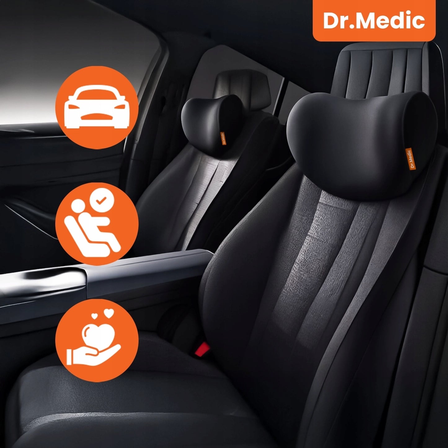 Pagalvėlė automobiliui, biurui, kaklui, galvai ant sėdynės, atlošo DR.MEDIC