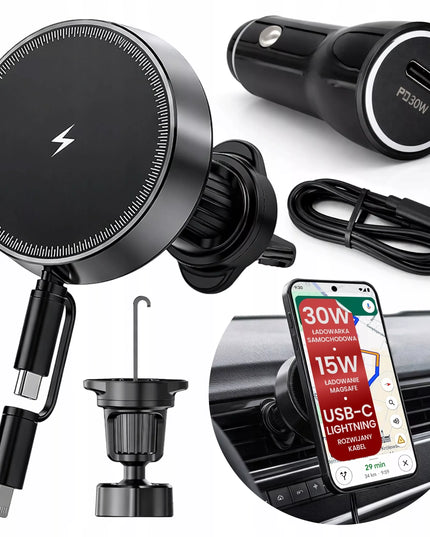 Automobilinis telefono laikiklis su 15W MagSafe belaidžiu įkrovikliu ventiliacijos grotelėms