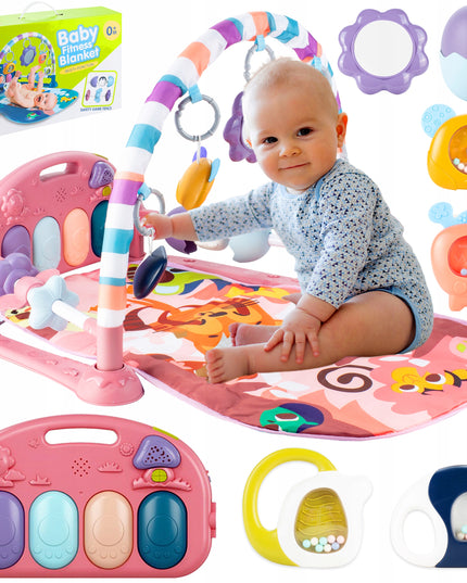 Interaktyvus edukacinis kilimėlis su pianinu, barškučiais ir kramtyklėmis kūdikiams