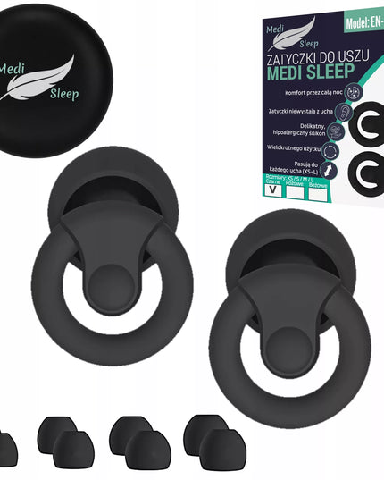 Ausų kištukai miegui Medi Sleep, dydis XS / S / M / L, juodos