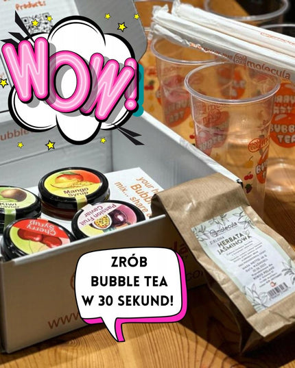 BUBBLE TEA - Rinkinys 6x700ml puodeliams + šiaudeliai + Kivi, Pasiflora, Vyšnia, Mango