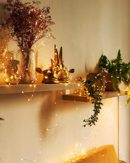Mikro LED Kalėdų girlianda, 1000 geltonų lempučių, 100 m, žalias laidas, su pulteliu, RS-1021WW