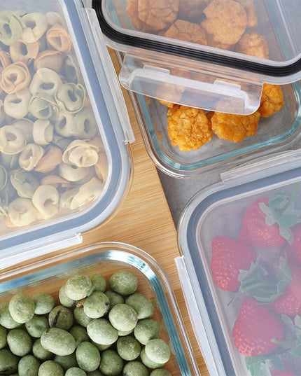 9 vnt. Virtuvinis stiklinis sandarus maisto indas, didelis talpyklų rinkinys