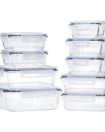 9 vnt. Virtuvinis stiklinis sandarus maisto indas, didelis talpyklų rinkinys
