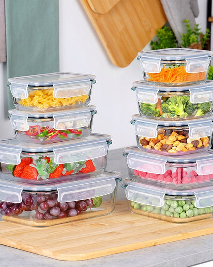 9 vnt. Virtuvinis stiklinis sandarus maisto indas, didelis talpyklų rinkinys