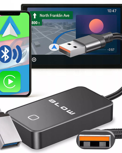 Belaidis CarPlay Android Auto adapteris, WiFi, Bluetooth, USB-C