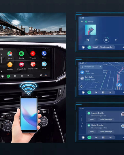 Belaidis CarPlay Android Auto adapteris, WiFi, Bluetooth, USB-C