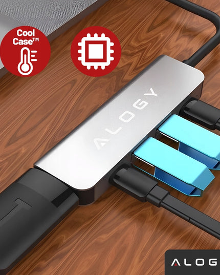 Adapteris-hub USB-C 5in1: 2x USB-A, 2x USB-C, HDMI 4K, PD 100W