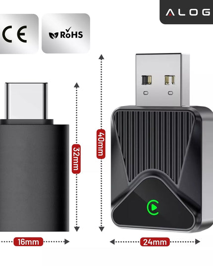 Belaidis Micro CarPlay Android Auto adapteris su Wi-Fi ir Bluetooth moduliu