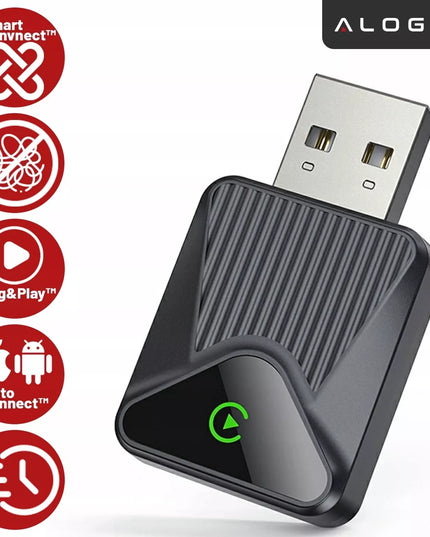 Belaidis Micro CarPlay Android Auto adapteris su Wi-Fi ir Bluetooth moduliu