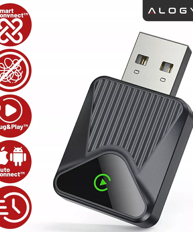 Belaidis Micro CarPlay Android Auto adapteris su Wi-Fi ir Bluetooth moduliu