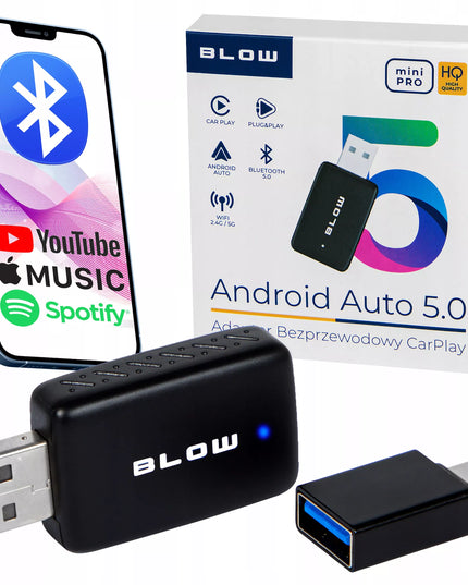 Belaidis belaidžio ryšio „CarPlay“ ir „Android Auto“ adapteris BLOW Car Connect MINI PRO
