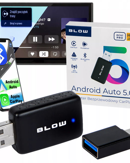 Belaidis belaidžio ryšio „CarPlay“ ir „Android Auto“ adapteris BLOW Car Connect MINI PRO