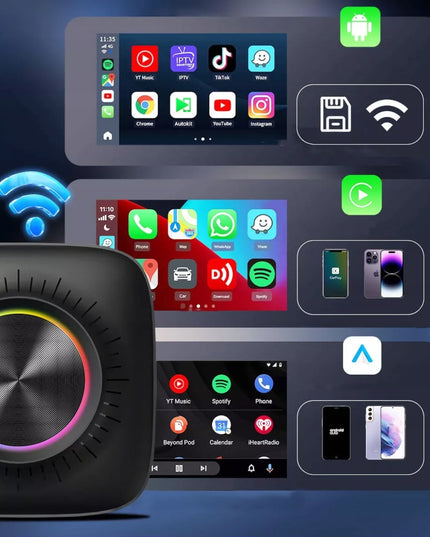 AI BOX 8 GB+128 GB belaidis adapteris Android 13 Auto CarPlay