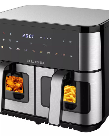 DVIGUBASIS "AIR FRYER" FRYTINĖ BE-ALIEJINĖ KEPIMO KROSNELĖ XXL 9L 2 kaitinimo elementai GALINGA 2600W