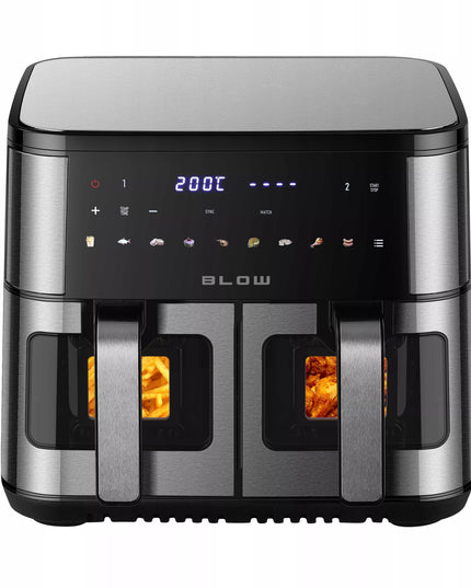 BLOW dviejų krepšių AIR FRYER gruzdintuvė be aliejaus XXL 9L, 2 kaitinimo elementai, galinga 2600W