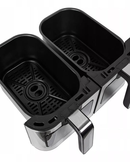 DVIGUBASIS "AIR FRYER" FRYTINĖ BE-ALIEJINĖ KEPIMO KROSNELĖ XXL 9L 2 kaitinimo elementai GALINGA 2600W