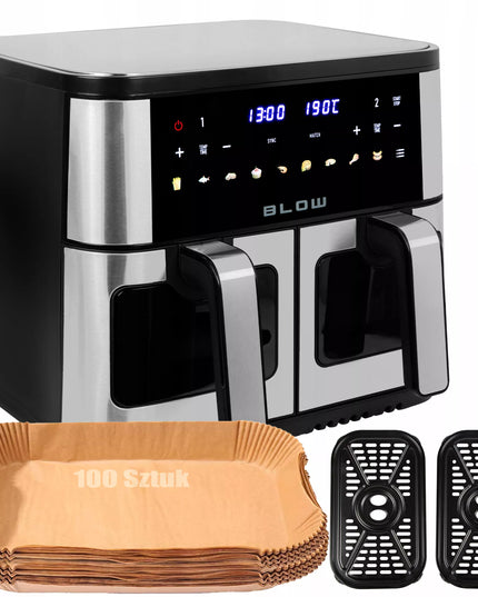 DVIGUBASIS "AIR FRYER" FRYTINĖ BE-ALIEJINĖ KEPIMO KROSNELĖ XXL 9L 2 kaitinimo elementai GALINGA 2600W