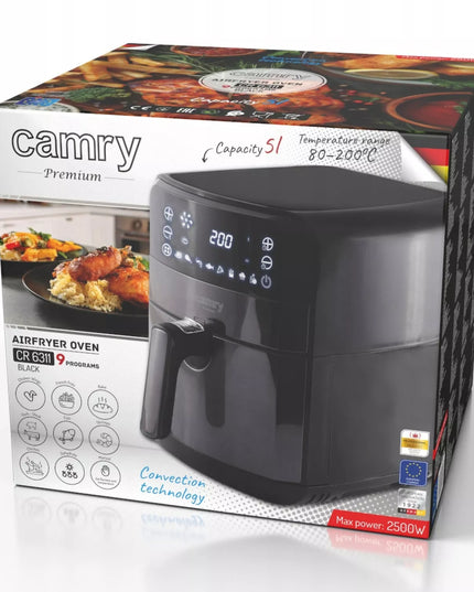 ORO GRUZDINTUVĖ CAMRY CR6311B BE RIEBALŲ 5L XXL 2500W 9 PROGRAMOS