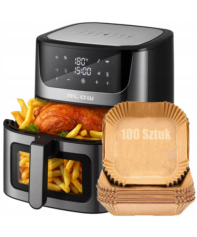 BLOW AIR FRYER oro gruzdintuvė 8L 2500W su kepimo popieriumi 100 vnt.
