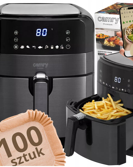 AIR FRYER Orokeptuvė be riebalų 5L XXL 2500W 9 PROGRAMOS + 100 padėklų