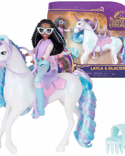 „Unicorn Academy“ rinkinys: lėlė Layla, figūrėlė Glacier ir priedai