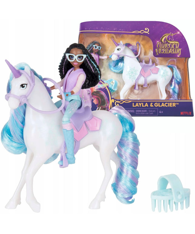„Unicorn Academy“ rinkinys: lėlė Layla, figūrėlė Glacier ir priedai
