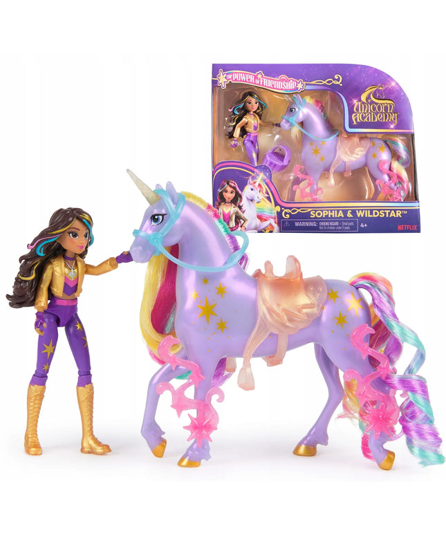 Unicorn Academy lėlės Sophia ir Wildstar vienaragio rinkinys su priedais