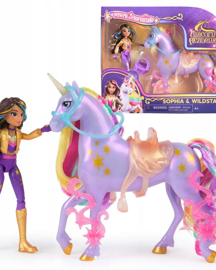 Unicorn Academy lėlės Sophia ir Wildstar vienaragio rinkinys su priedais