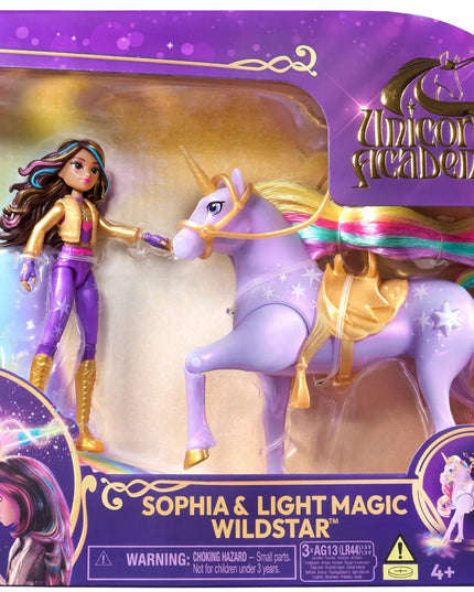 Unicorn Academy rinkinys: lėlė Sophia ir šviečiantis vienaragis Wildstar