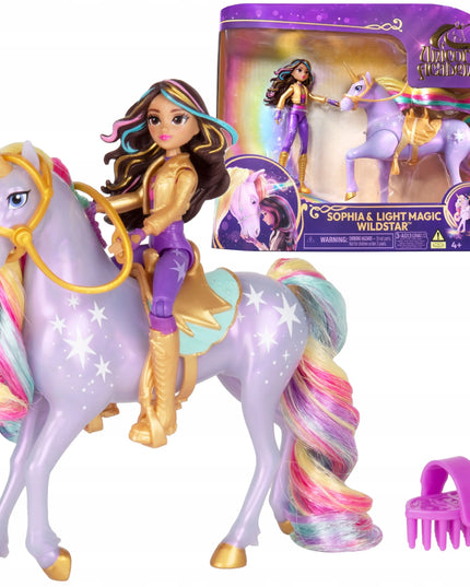 Unicorn Academy rinkinys: lėlė Sophia ir šviečiantis vienaragis Wildstar