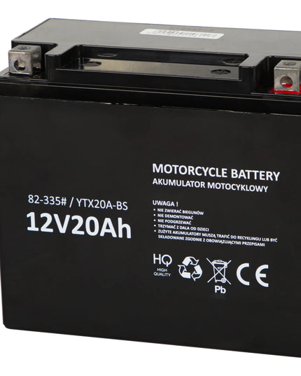 Motociklo akumuliatorius 12V 20Ah techninės priežiūros nereikalaujantis motoroleriui keturračiui motociklui ATV
