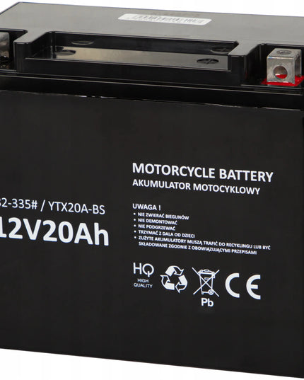 Motociklo akumuliatorius 12V 20Ah techninės priežiūros nereikalaujantis motoroleriui keturračiui motociklui ATV