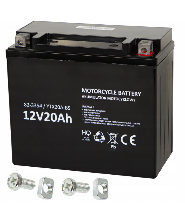 Motociklo akumuliatorius 12V 20Ah techninės priežiūros nereikalaujantis motoroleriui keturračiui motociklui ATV
