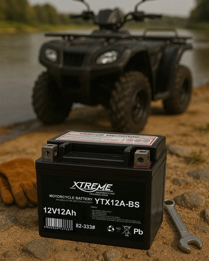 MOTOCIKLO AKUMULIATORIUS XTREME 12V 12Ah (14Ah DYDIS) PRIEŽIŪROS NEREIKALAUJANTIS MOTOROLERIUI