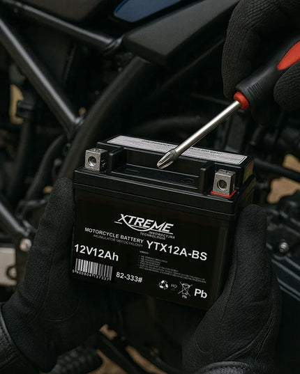 MOTOCIKLO AKUMULIATORIUS XTREME 12V 12Ah (14Ah DYDIS) PRIEŽIŪROS NEREIKALAUJANTIS MOTOROLERIUI