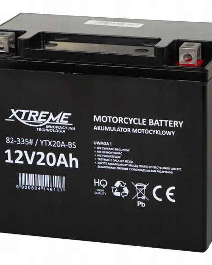 Motociklo akumuliatorius XTREME 12V 20Ah nereikalaujantis priežiūros motoroleriui motociklui keturračiui